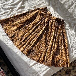 Jones NY Summer 100% Cotton Lined Leopard print Swing skirt - Brown and Black